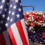 flag and flowers
