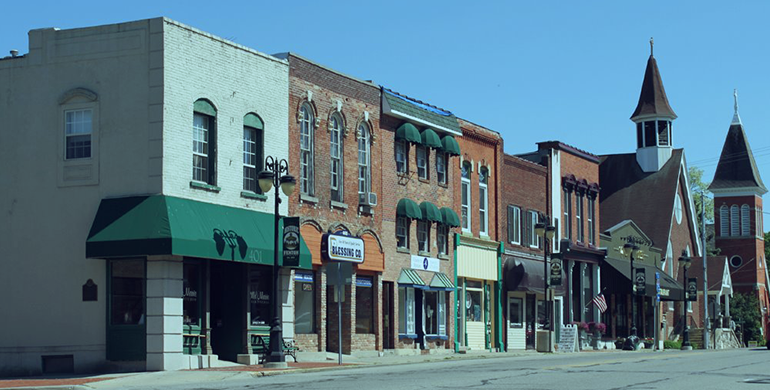 city buildings all in a row